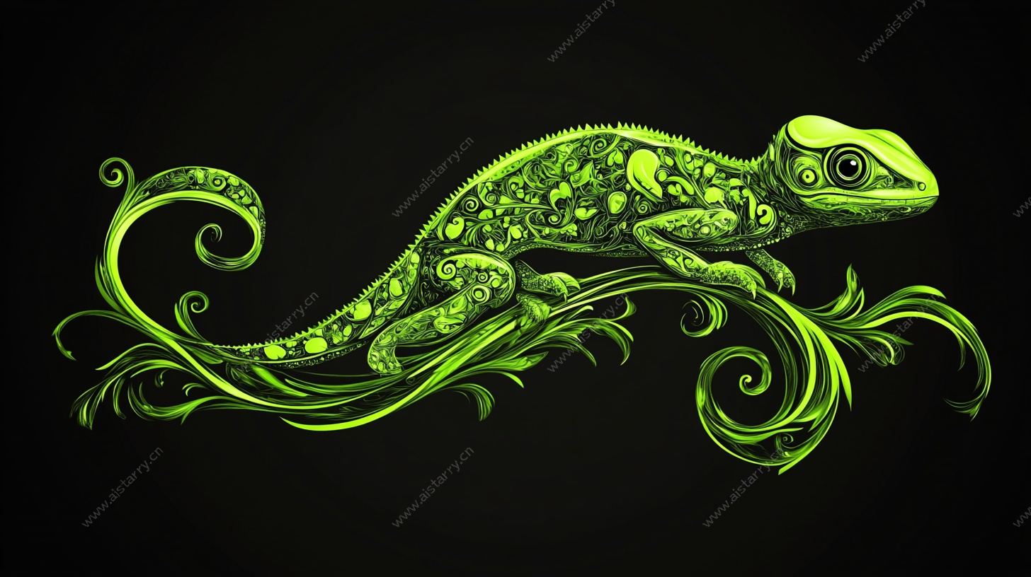 荧光变色龙艺术插画