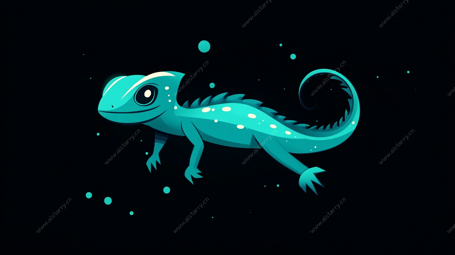 蓝色梦幻蜥蜴插画