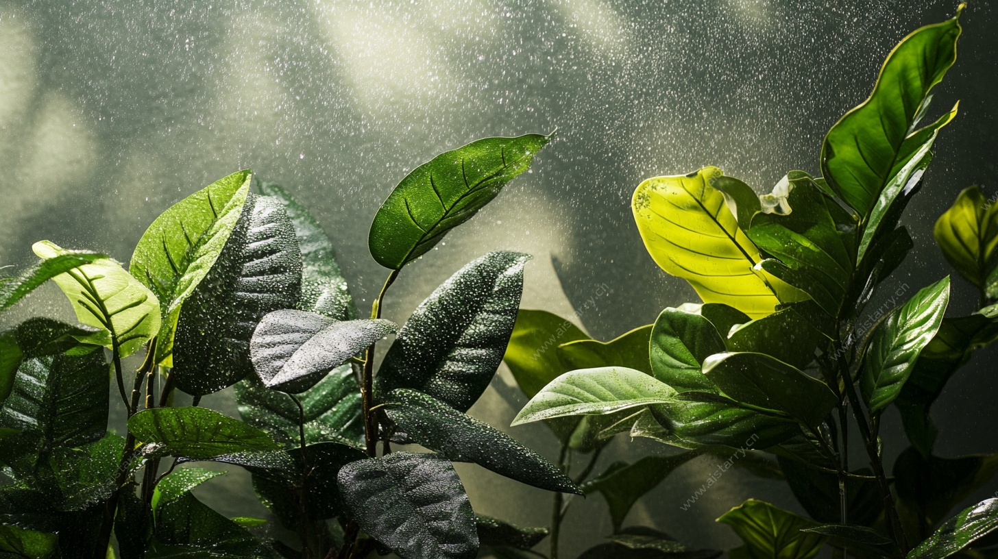 阳光下的绿植生机画面