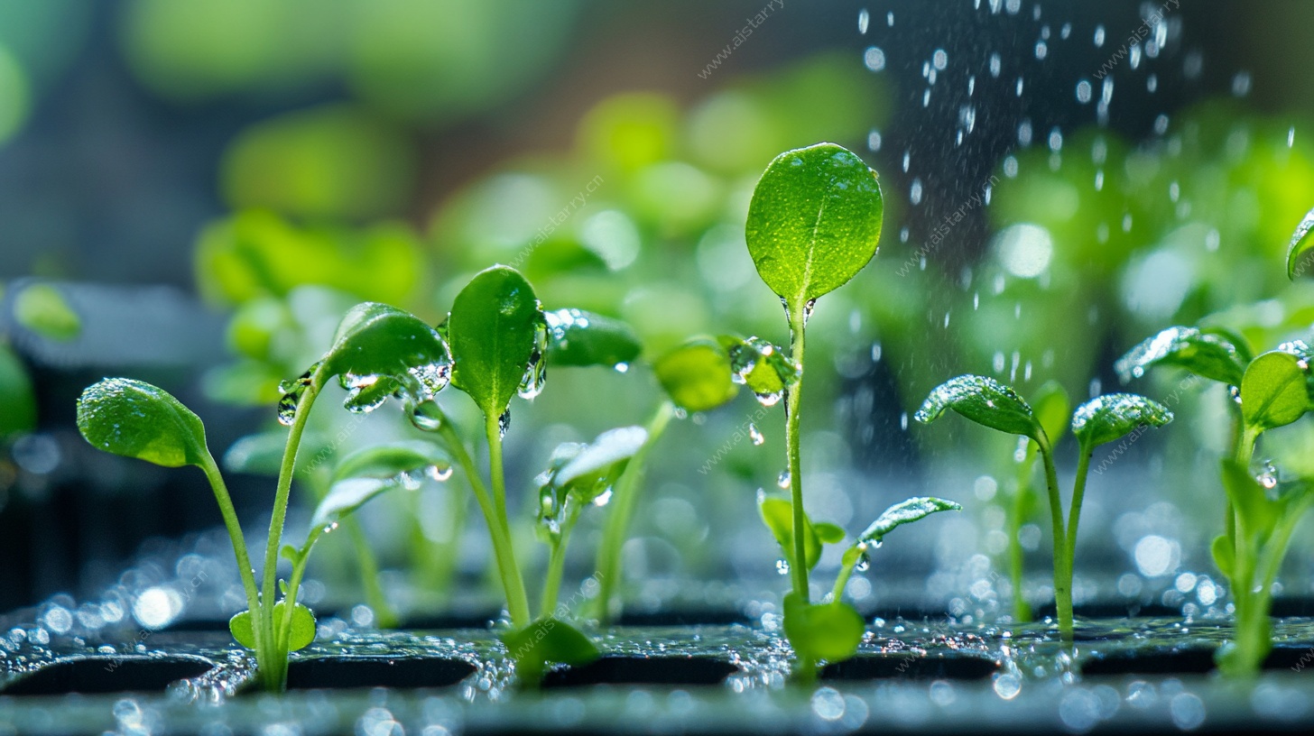 幼苗沐雨生长瞬间