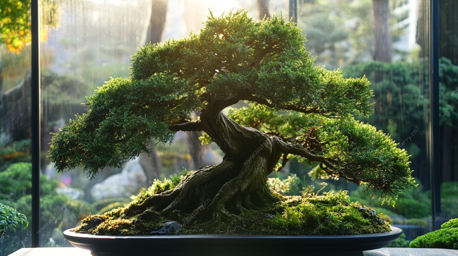 精致盆景艺术 阳光树影