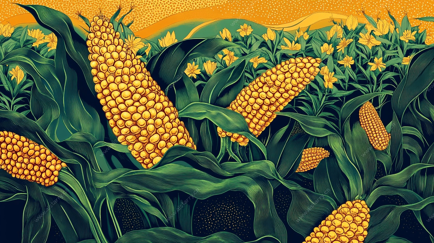 金色玉米田的丰收景象