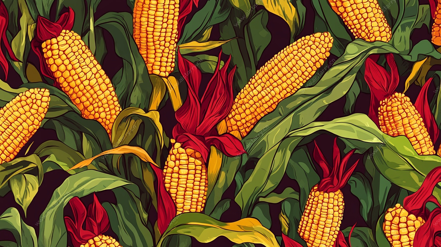 手绘玉米图案纹理背景图