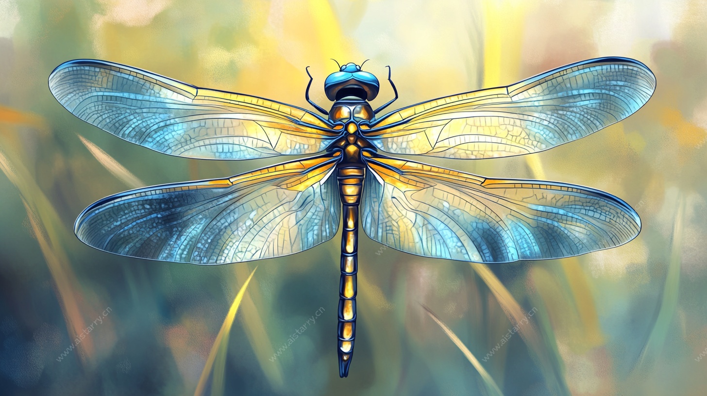梦幻蓝翼蜻蜓特写