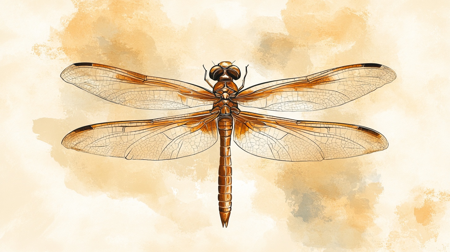 水彩蜻蜓特写