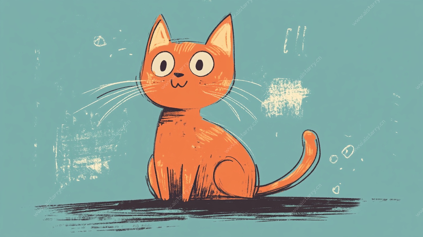 可爱橘猫卡通插画