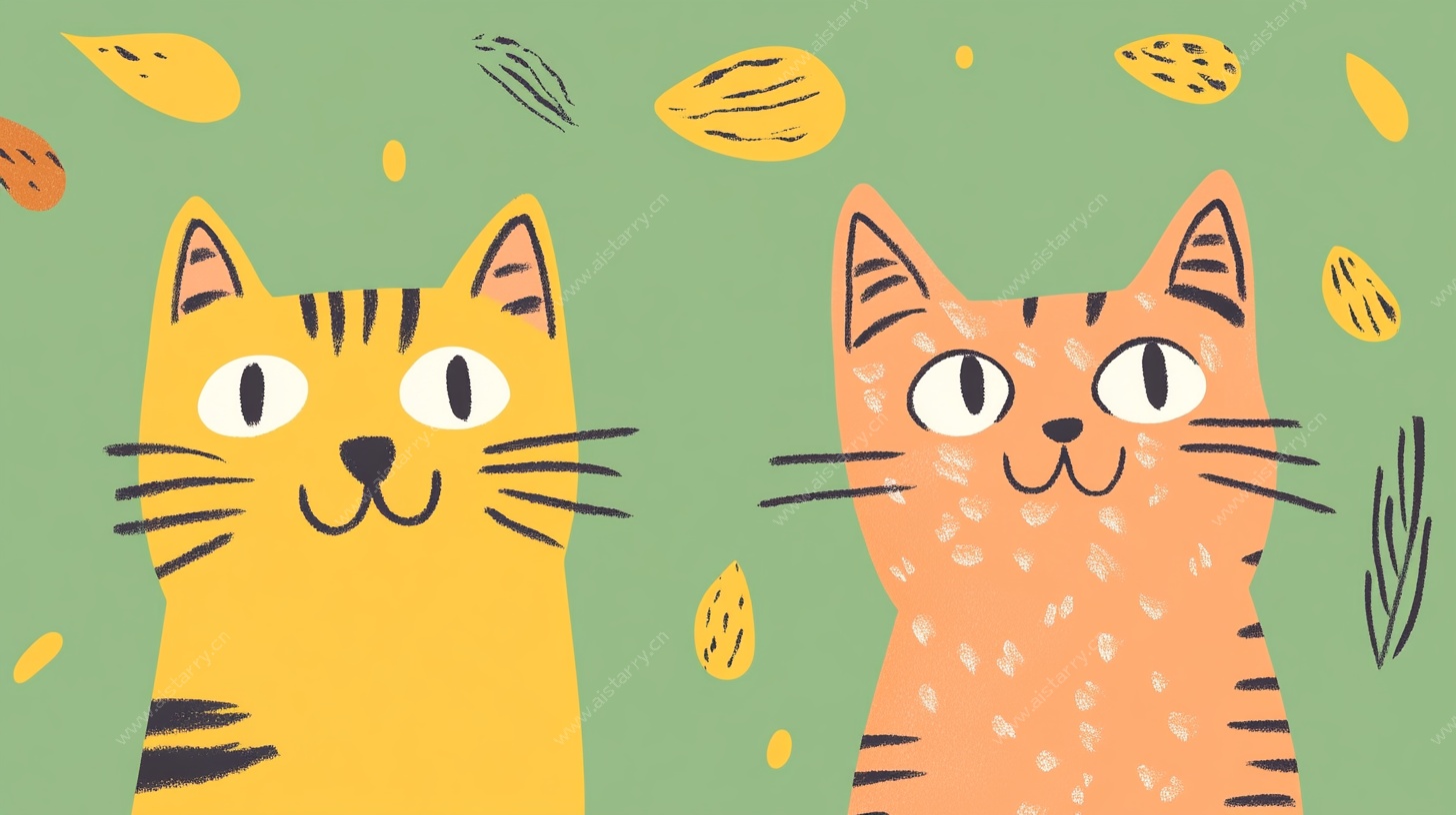 两只萌猫的秋日欢乐图景