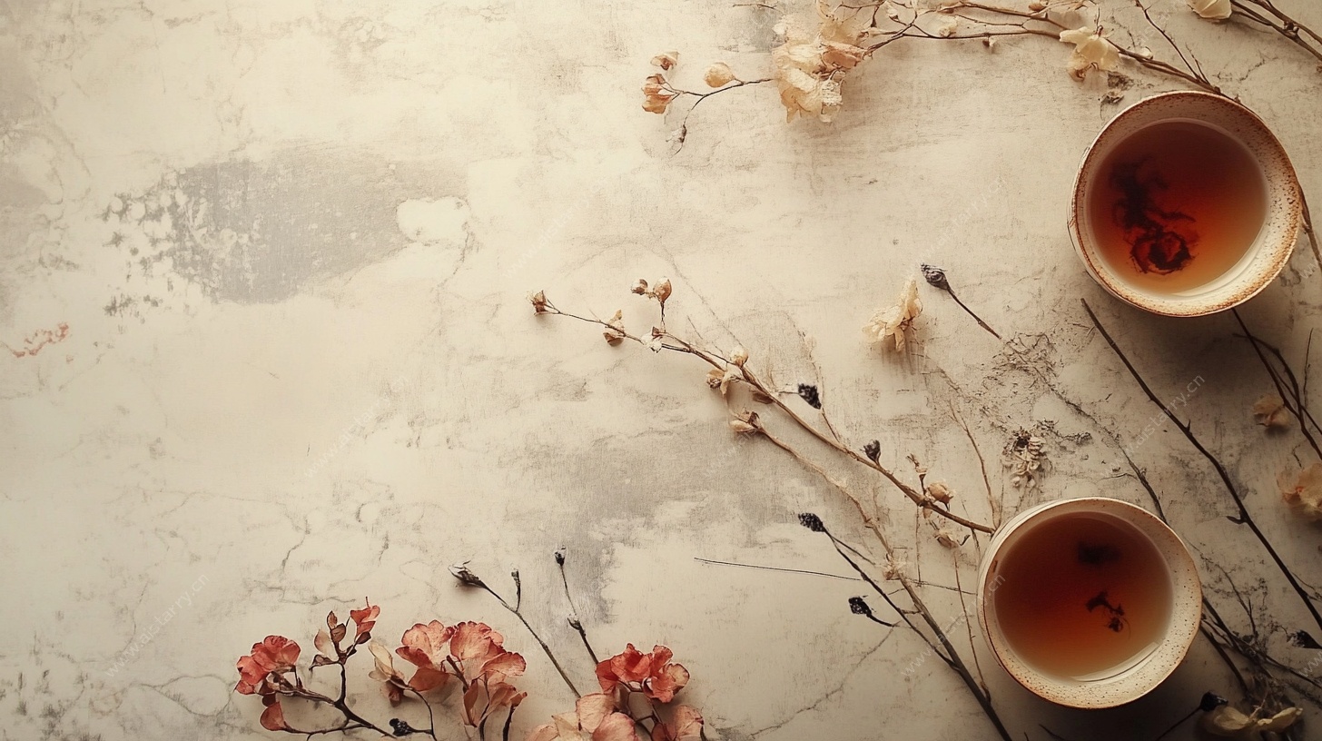 古韵花茶静物图