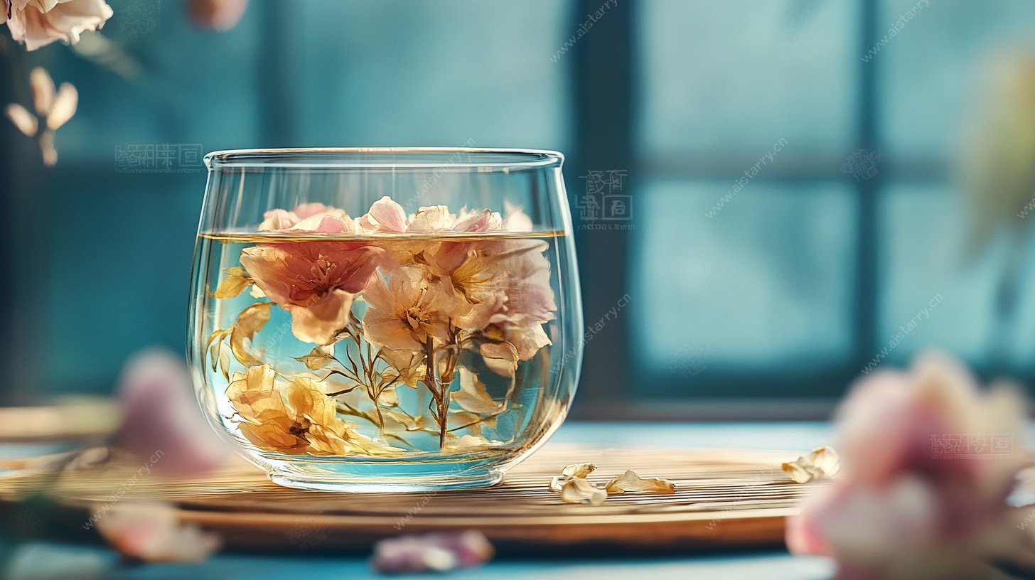 杯中绽放的干花静物图