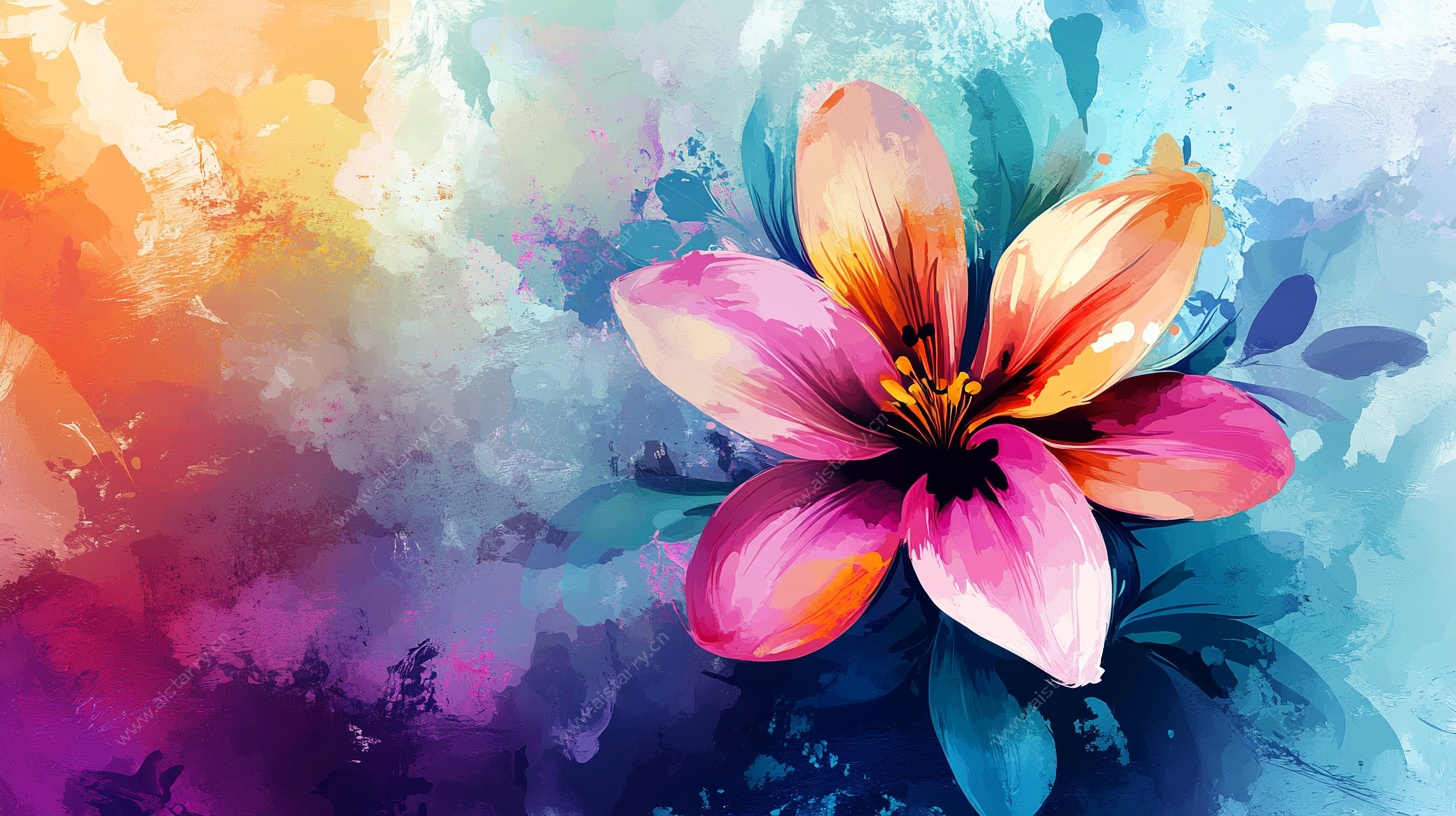 水彩绘就的绚烂花朵