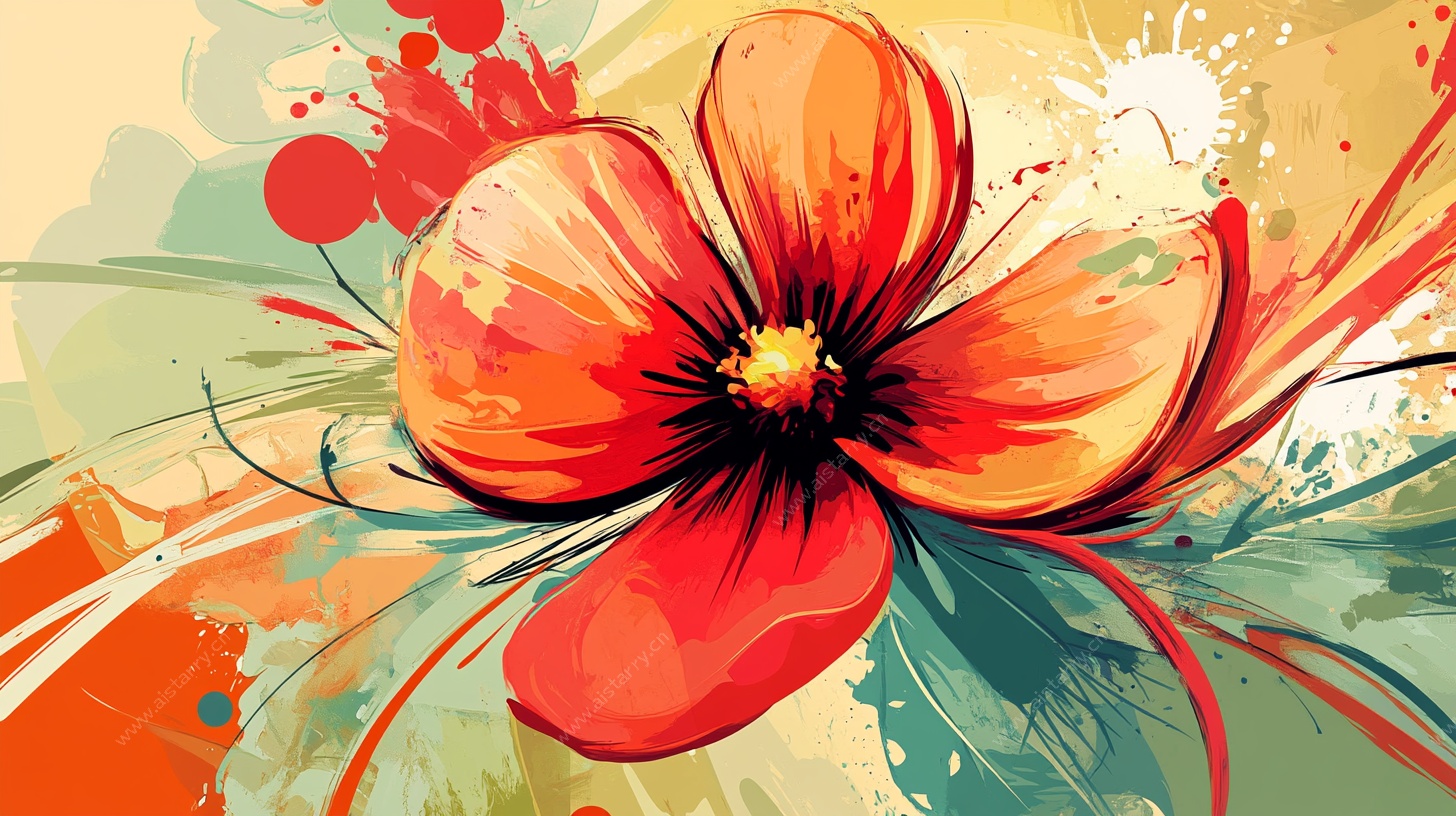 绚丽花朵水彩艺术插画