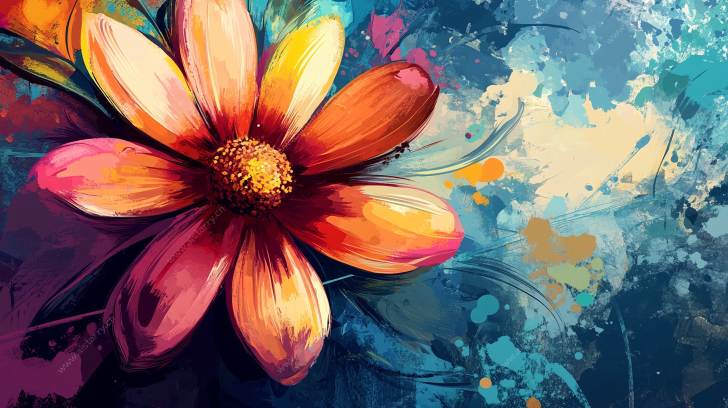绚丽花朵的抽象艺术画作