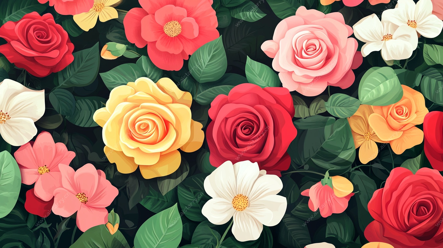 多彩花卉图案背景图