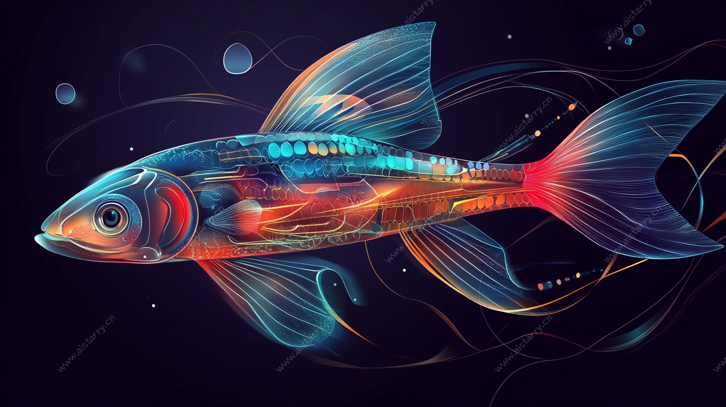 炫彩线条风梦幻金鱼图