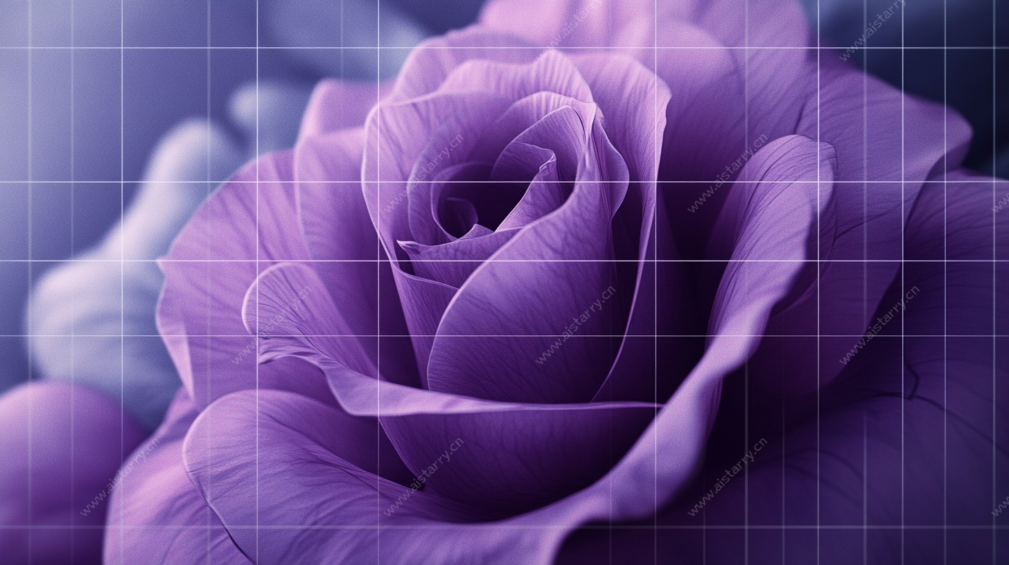 梦幻紫玫瑰与网格背景