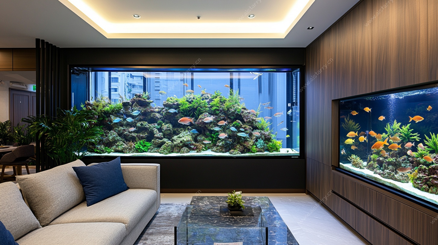 客厅中的生态景观大鱼缸