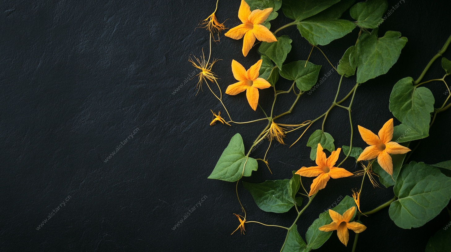 黑底上的黄色五角星花