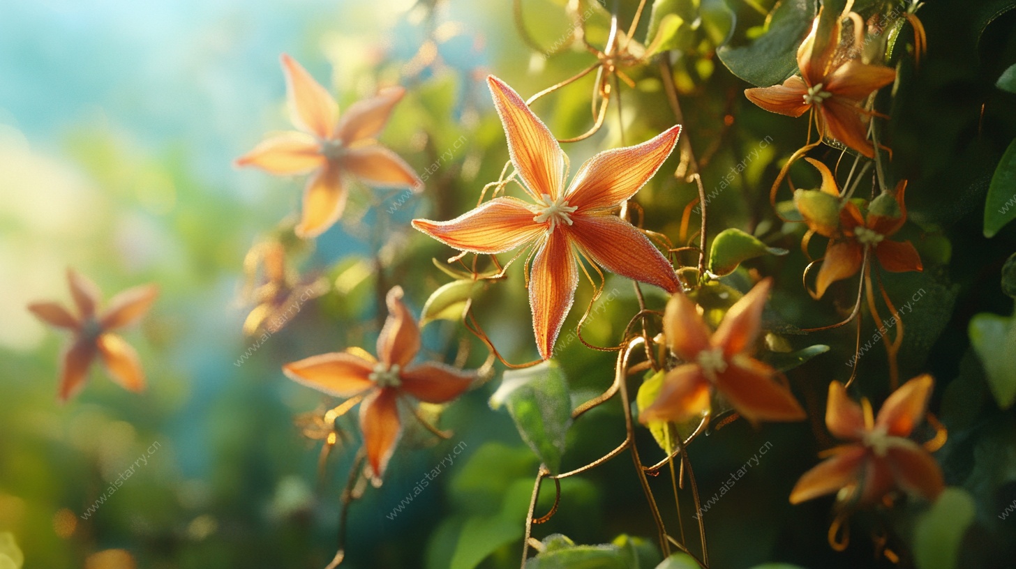 橙色星状花朵的自然之美