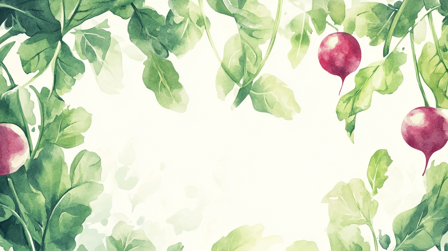 水彩萝卜绿叶边框图