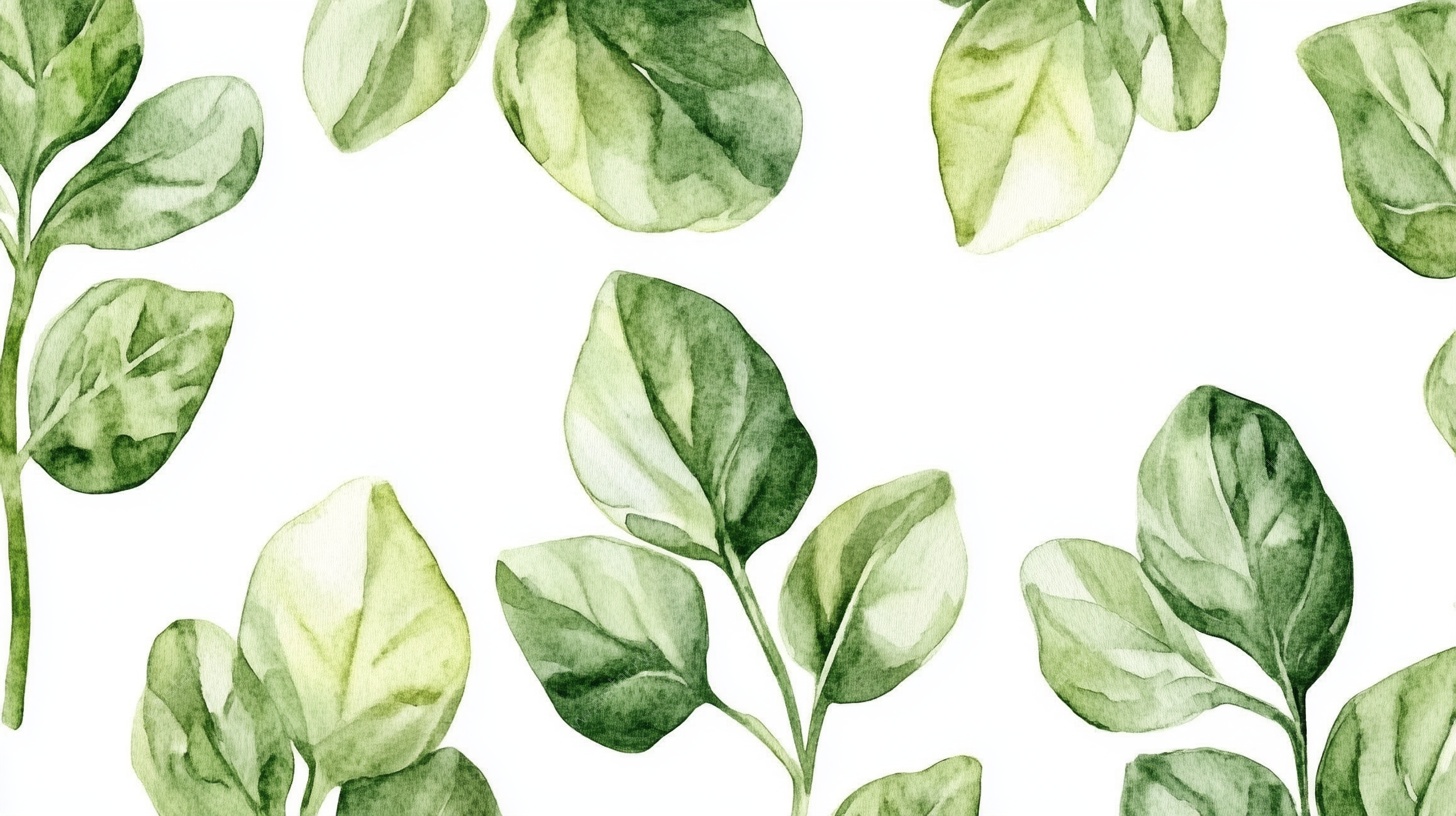 清新水彩绿叶图案