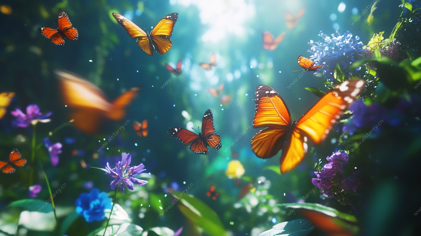 梦幻蝶舞花丛间