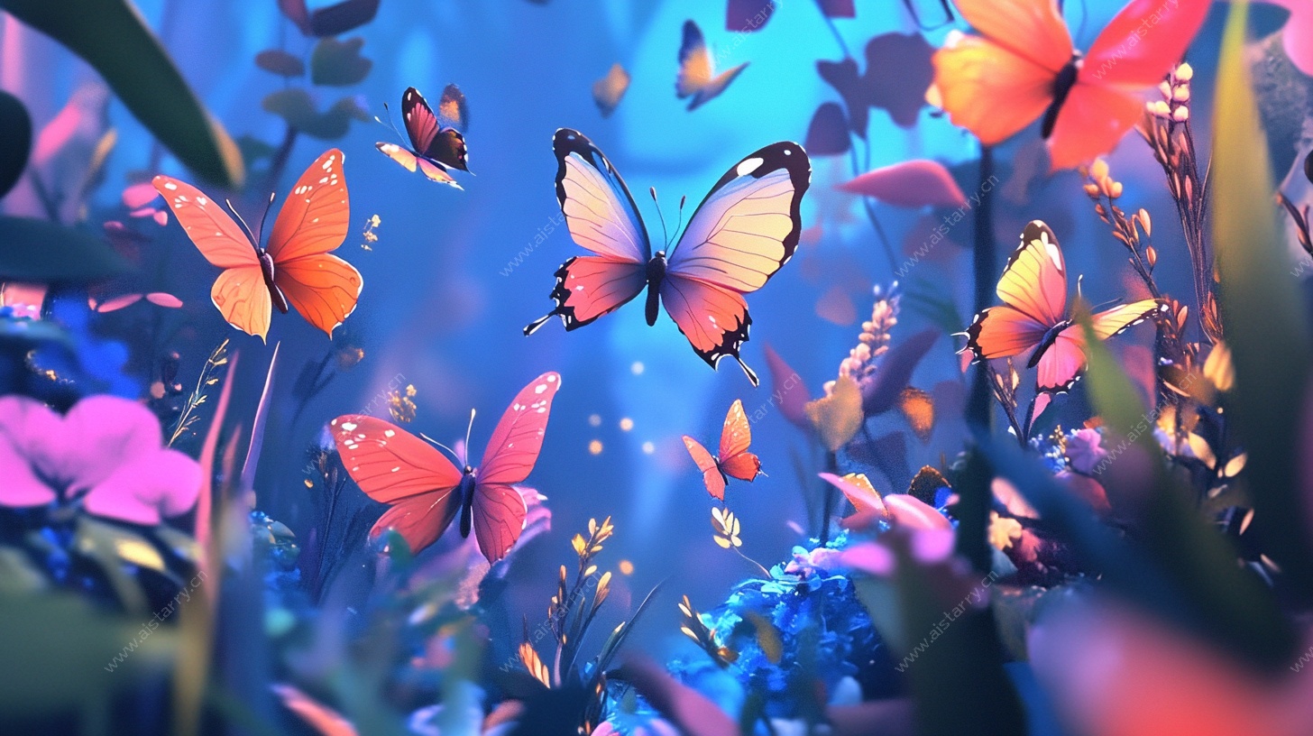 梦幻蝶舞花丛间