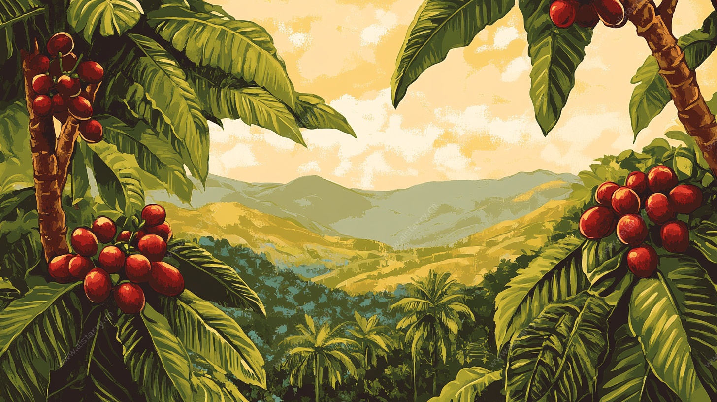 咖啡园中的热带风光