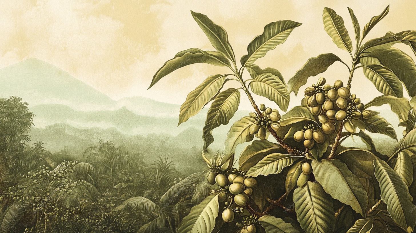 咖啡树的繁茂丛林景象