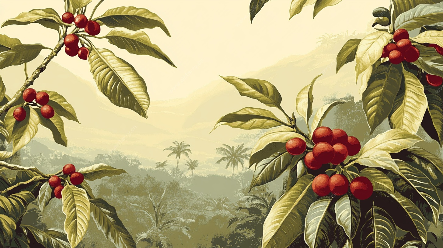 咖啡果枝风景图
