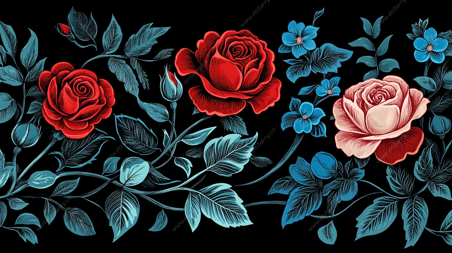 复古花卉图案装饰画