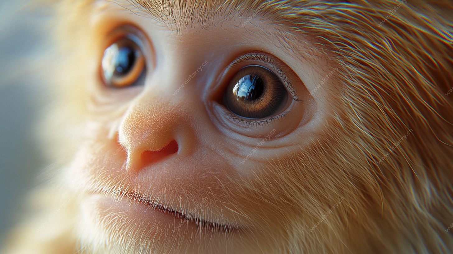 小猴子的灵动眼神特写