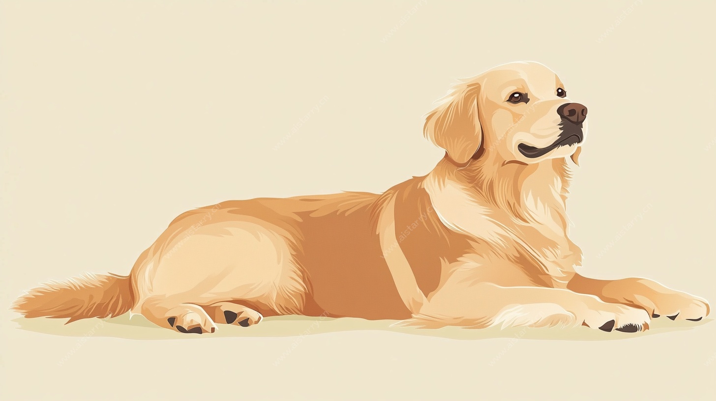 趴卧的金色拉布拉多犬