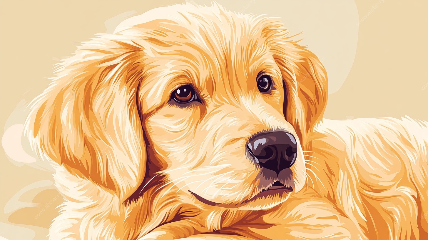 可爱金毛犬插画