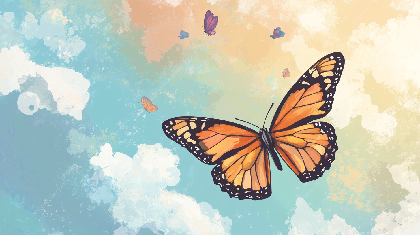飞舞的彩蝶与梦幻天空