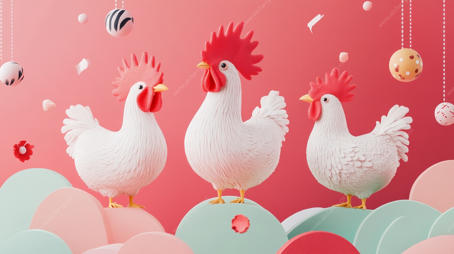 三只萌鸡贺岁图