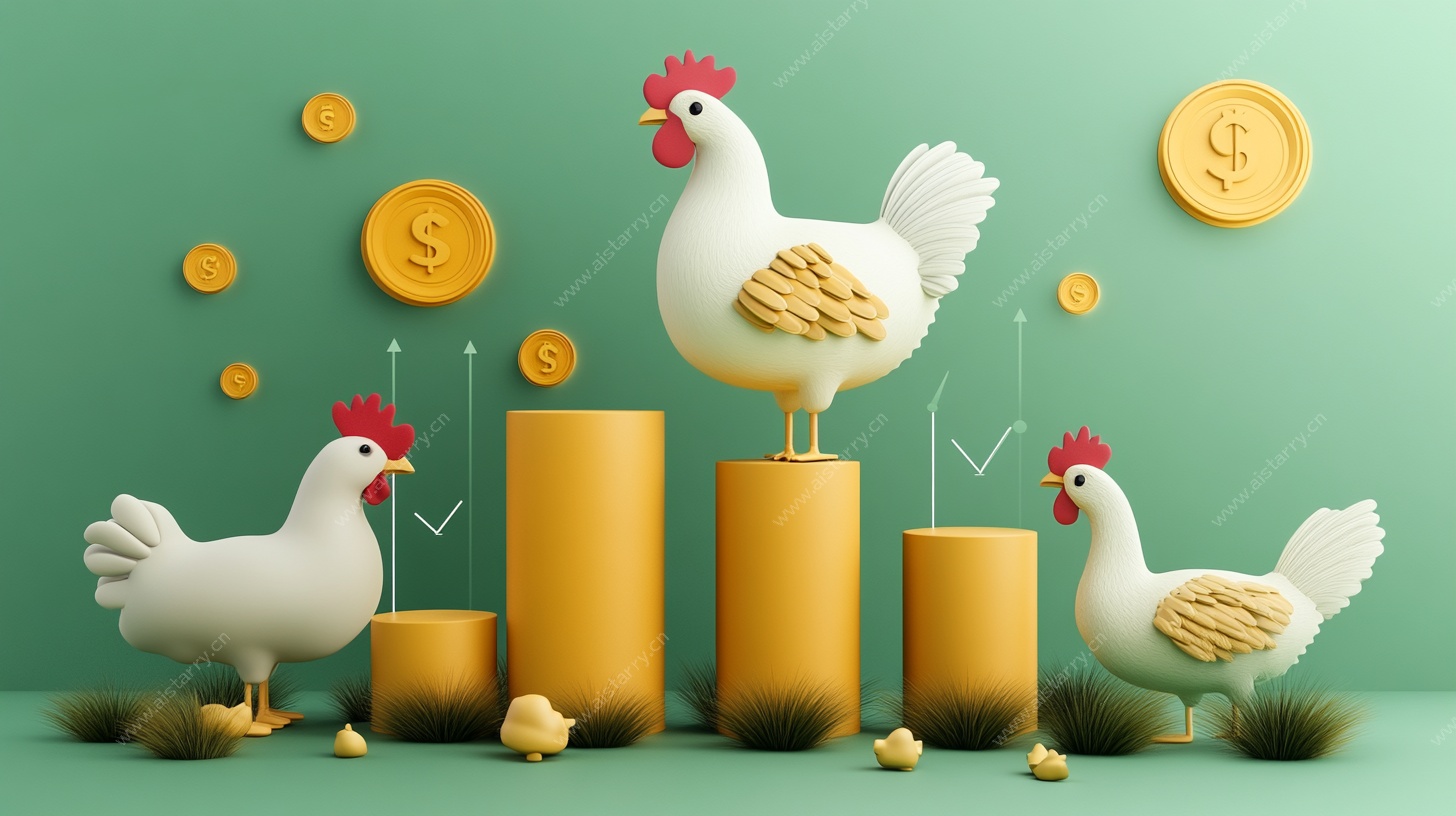 三只母鸡站金币柱上