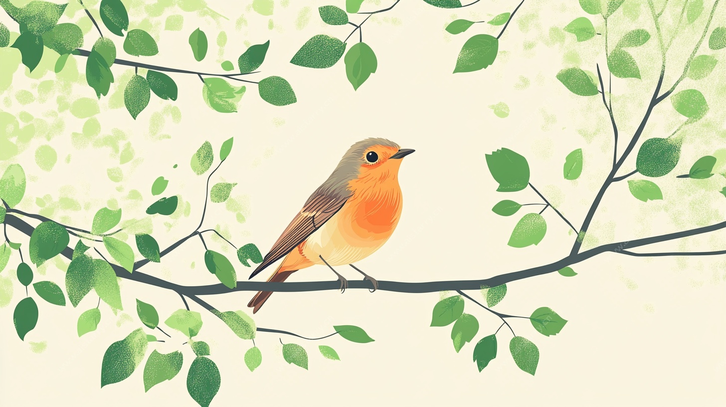 枝头小鸟插画