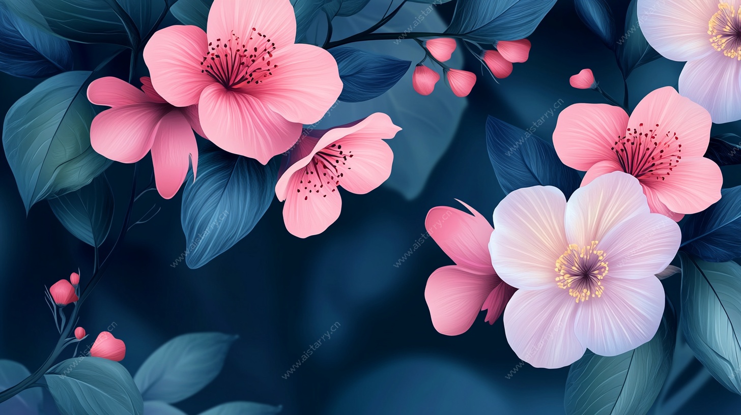 梦幻粉色花卉背景图