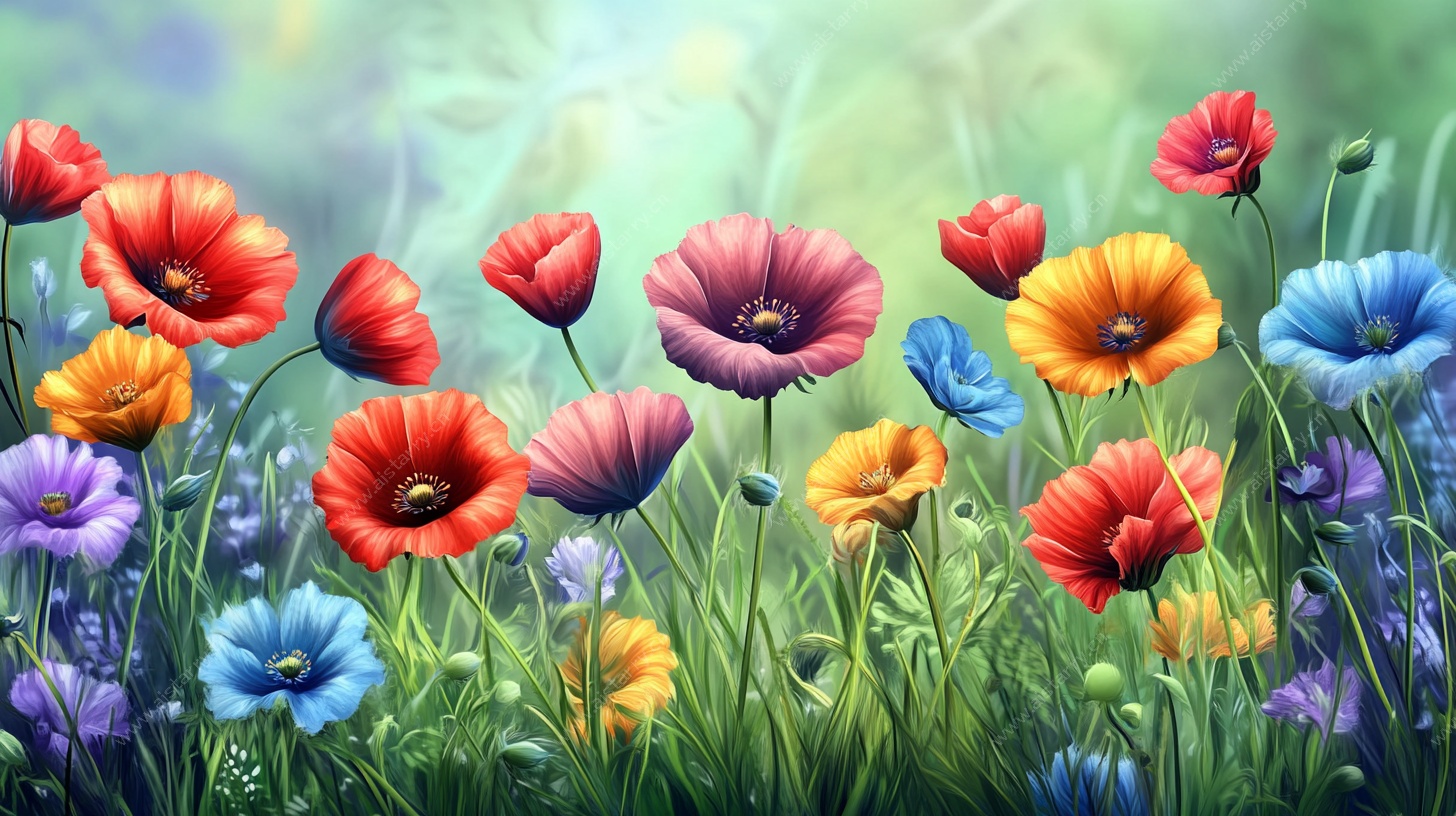 多彩花丛中的梦幻花卉