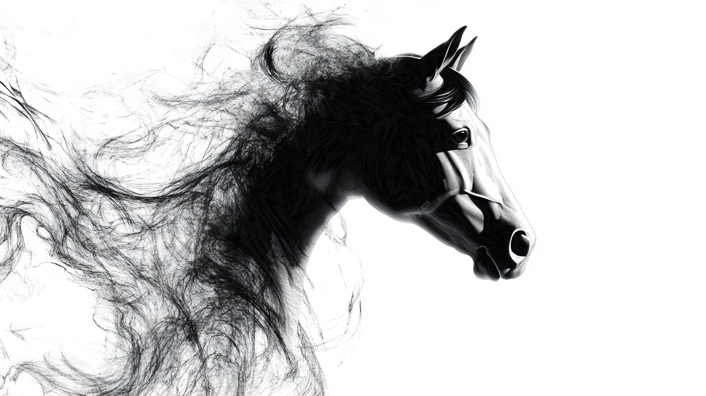 水墨风格骏马轮廓图