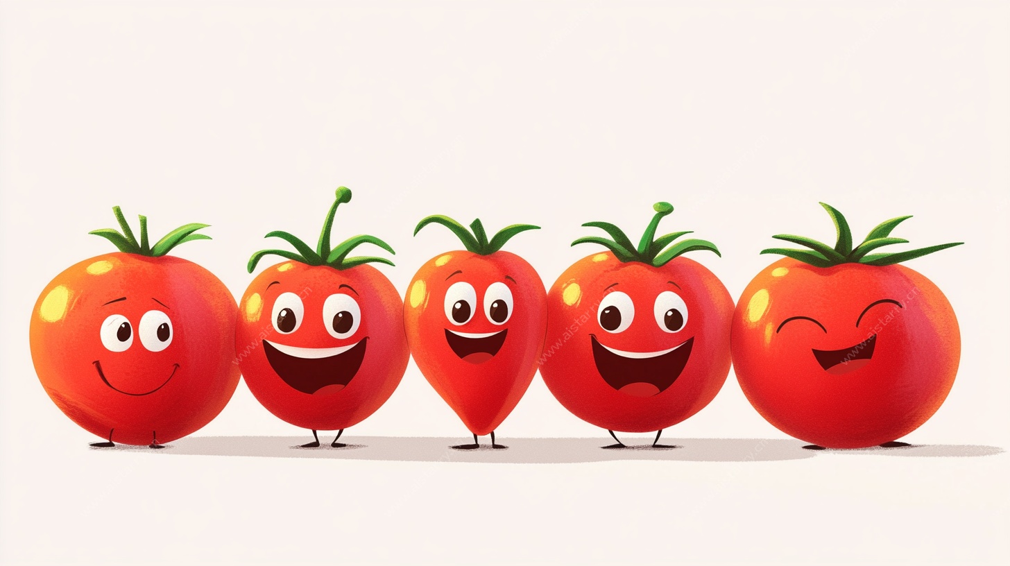 可爱番茄笑脸排队