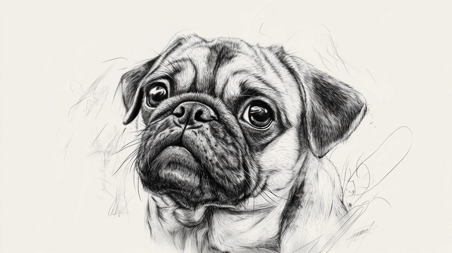 素描巴哥犬头像