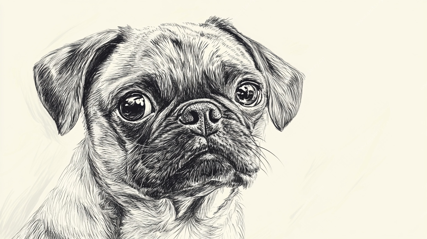 可爱巴哥犬素描头像