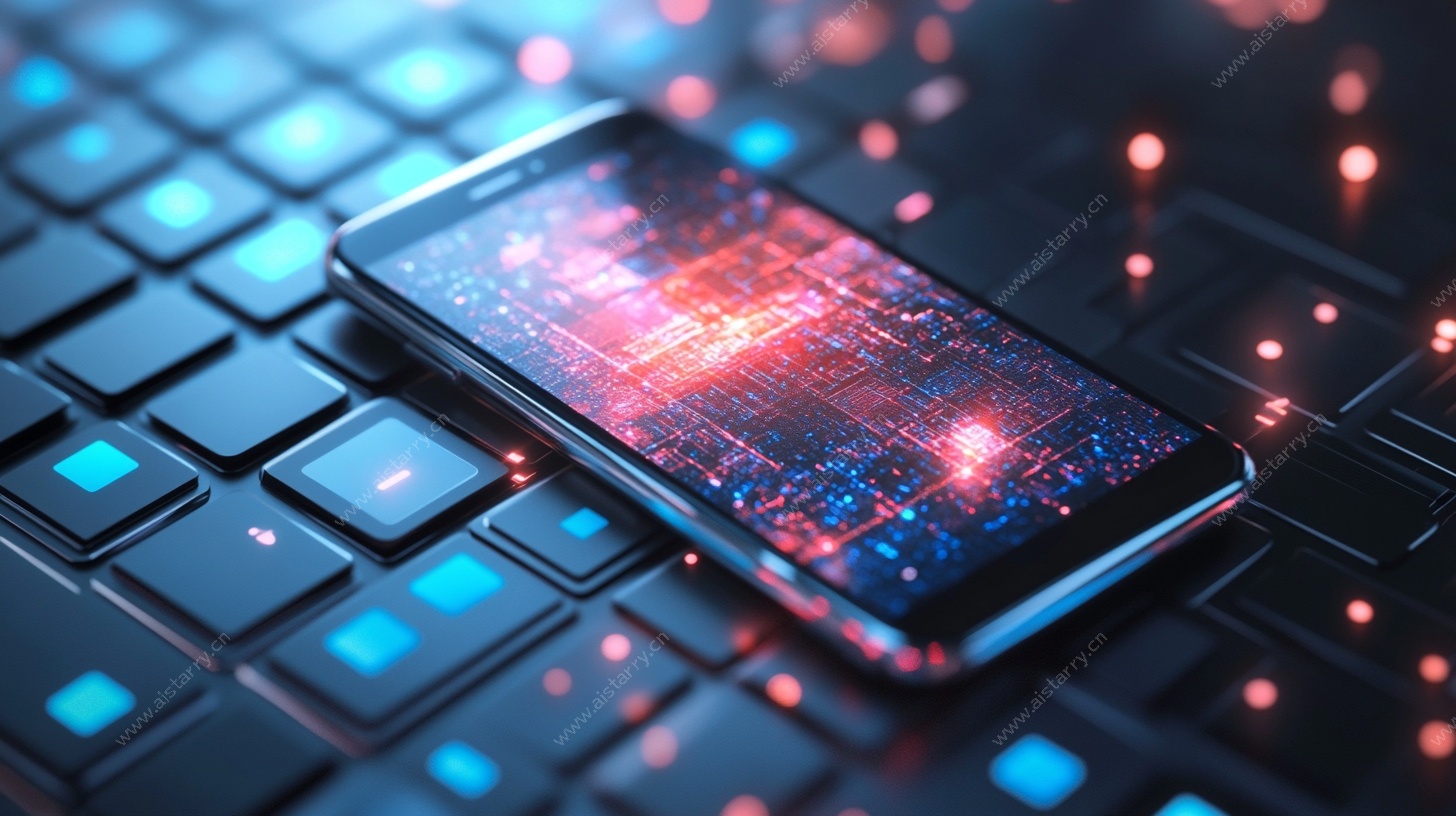科技风手机与键盘场景图