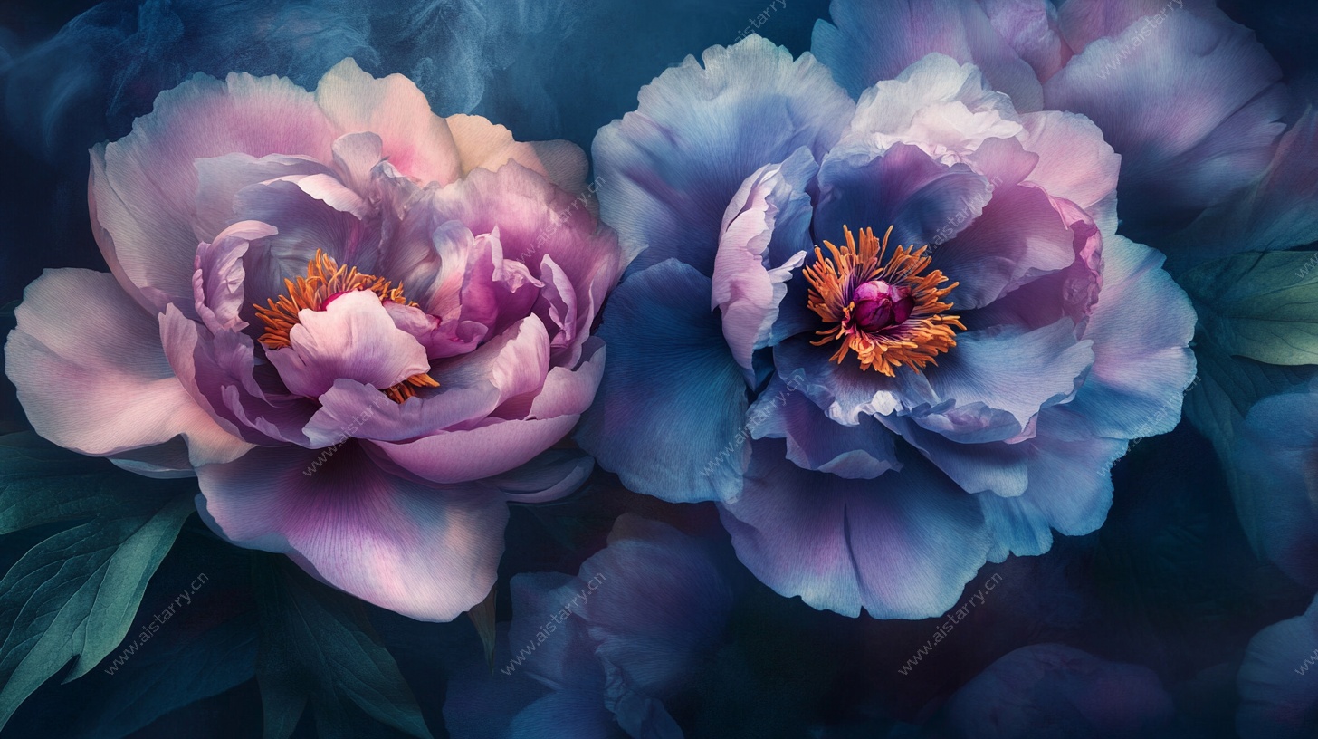 梦幻双生牡丹花绘