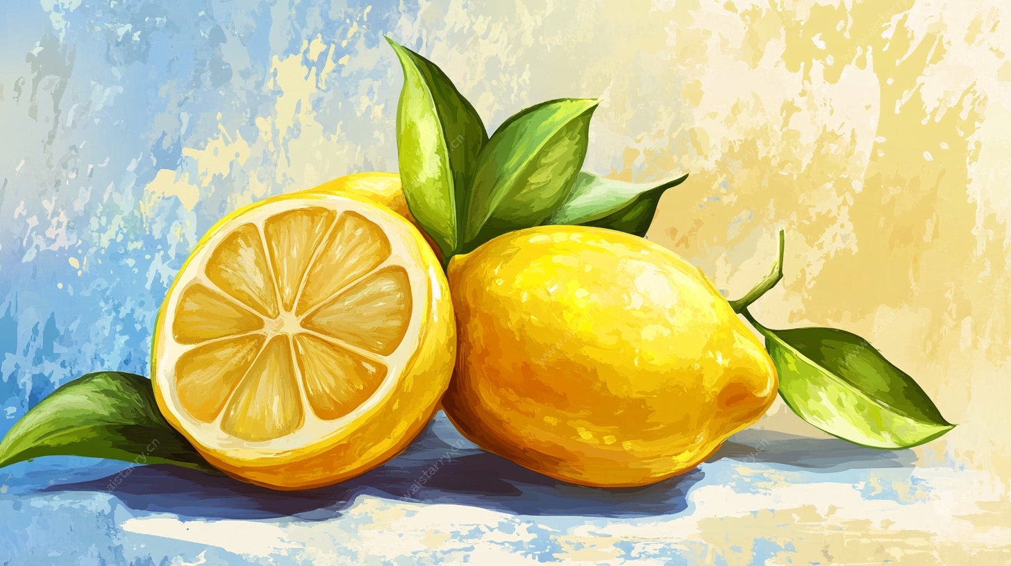 水彩风柠檬静物图