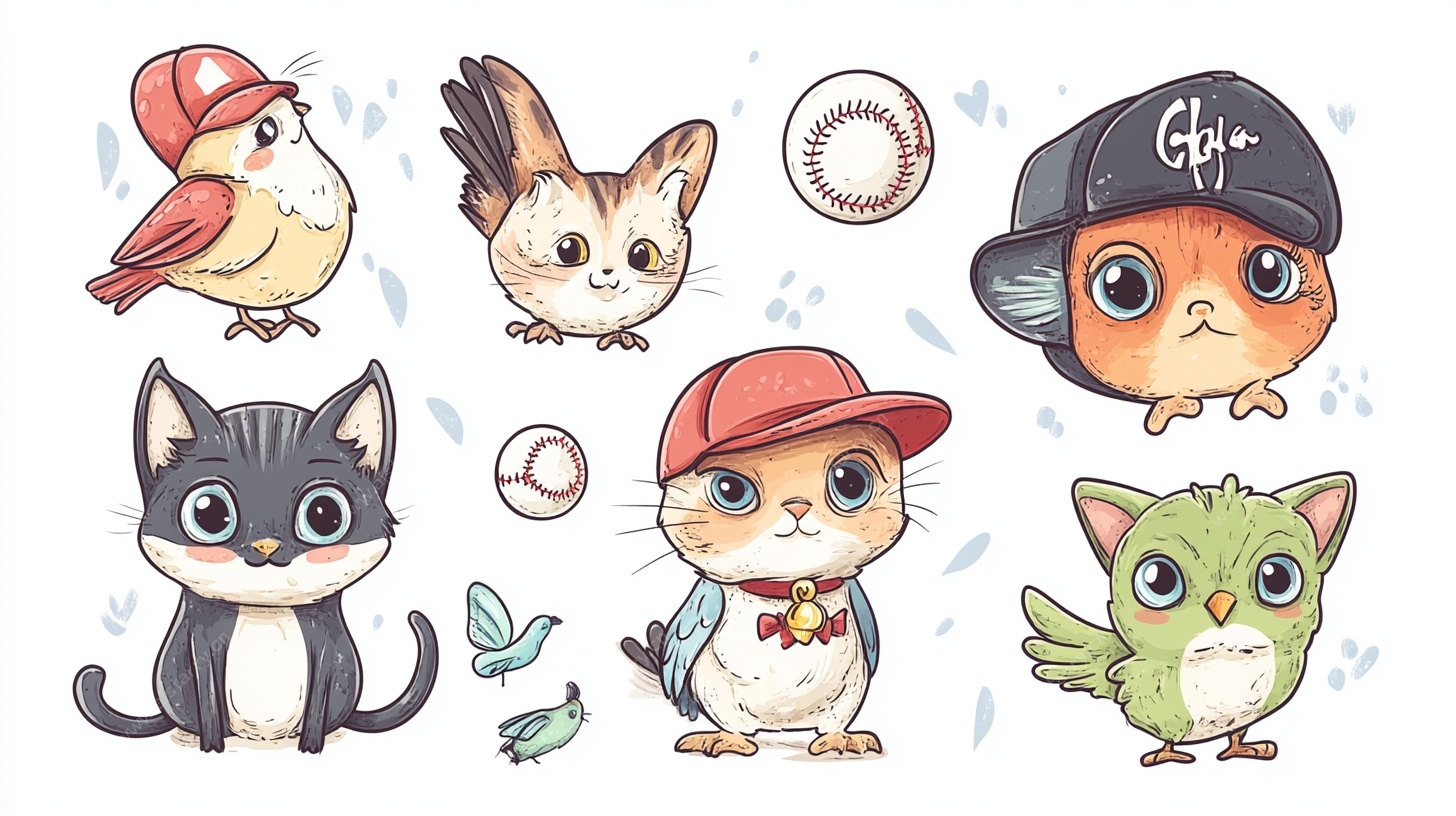 可爱萌宠戴帽插画集合