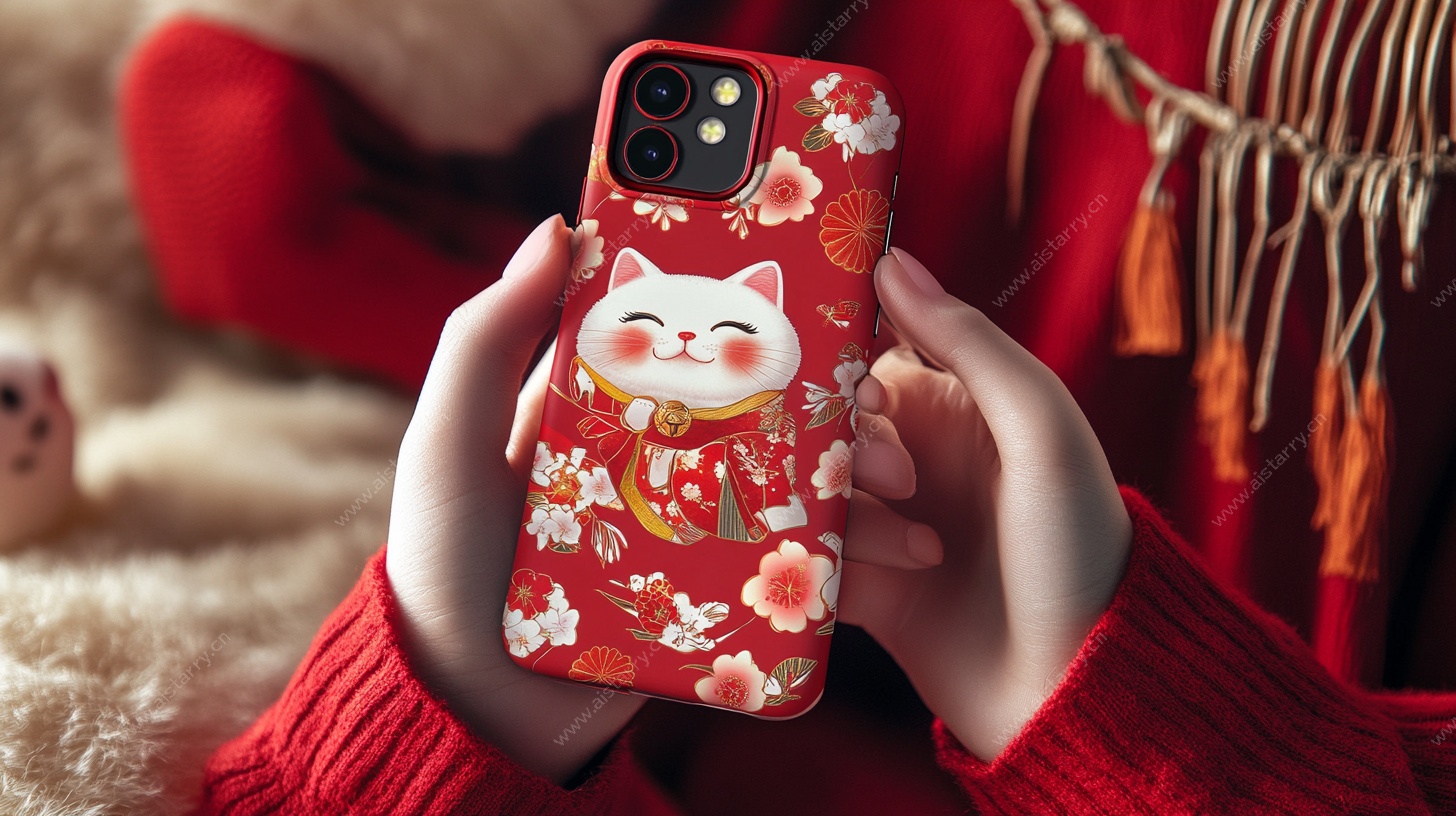 招财猫手机壳喜庆展示