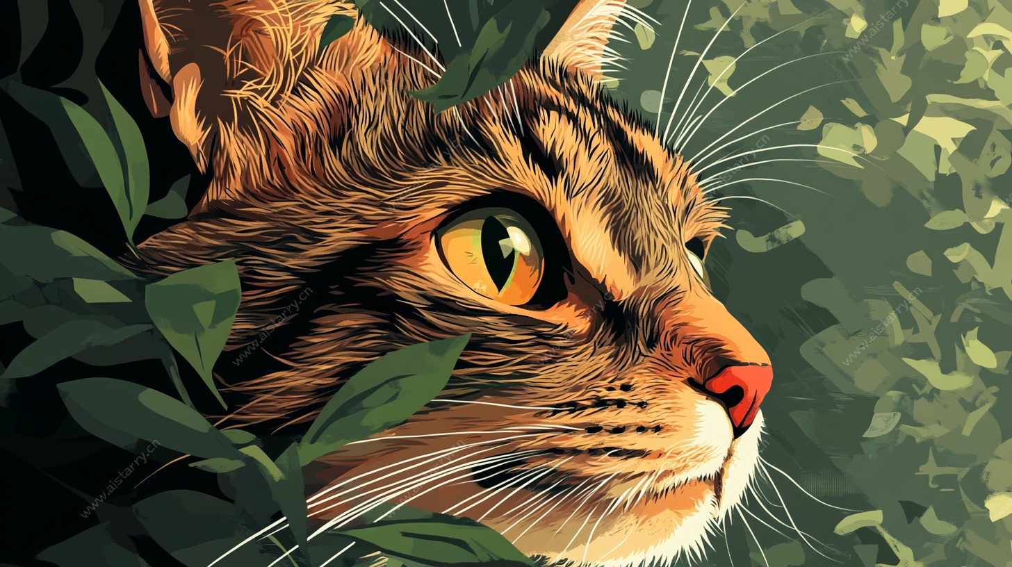 丛林中的猫咪特写