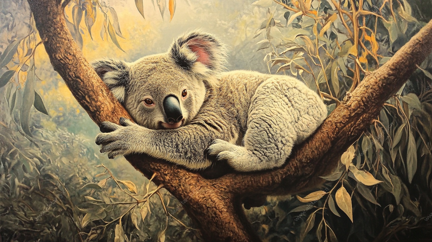 慵懒考拉栖于枝头